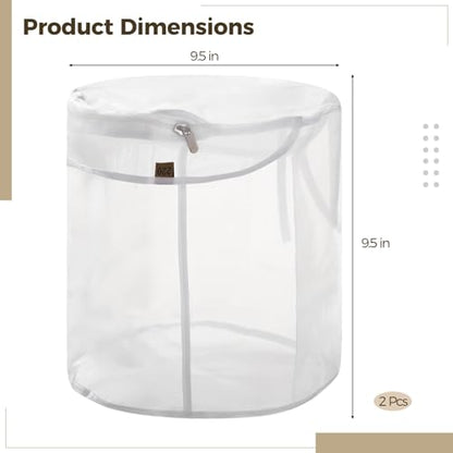 2 Pcs Nylon Filter Bags, 2 Gallon, 220 Micron Fine Mesh Strainer Bag, Reusable Food-Safe Liquid Filter Bag, All-Purpose Filter Bag for Home Brew, Paint, Aquarium