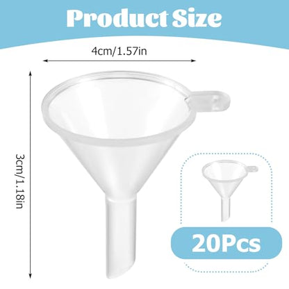 20 Pcs Small Funnel Mini Funnel Kitchen Use Funnels Clear Plastic Narrow Neck Plastic Funnels Urn Filling Tool for Lab Bottles Sand Art Perfumes Spices Activities