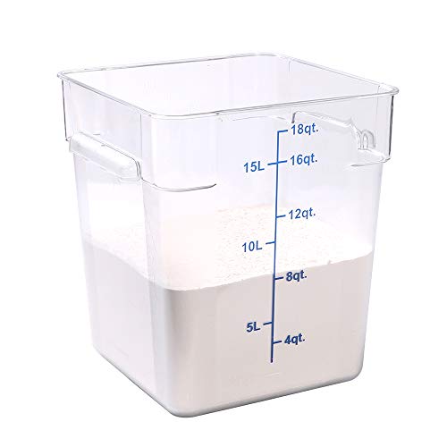 Restaurantware Met Lux 18 Quart Brine Buckets 10 Square Marinating Containers - With Volume Markers Built-In Handles Clear And Blue Plastic Dough Rising Buckets Freezer-Safe Lids Sold Separately - size: 18 Quarts, style: 10 Count