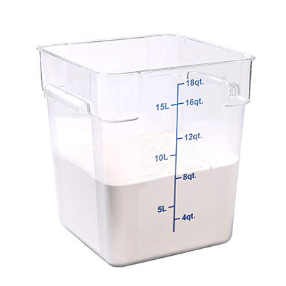 Restaurantware Met Lux 18 Quart Brine Buckets 10 Square Marinating Containers - With Volume Markers Built-In Handles Clear And Blue Plastic Dough Rising Buckets Freezer-Safe Lids Sold Separately - size: 18 Quarts, style: 10 Count