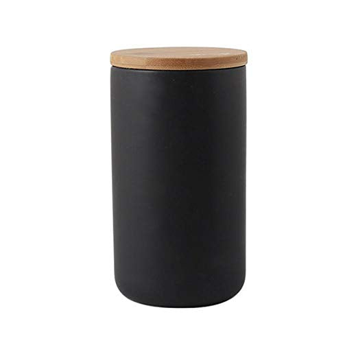 MilkyWay Ceramic Food Storage Jar Canister Modern Design Food Canisters with Airtight Seal Bamboo Lid, Loose Tea Coffee Spice Nuts Snacks Storage Jar Canister (Black 33.81oz/1000ml) - size: Black 31.67oz/900ml