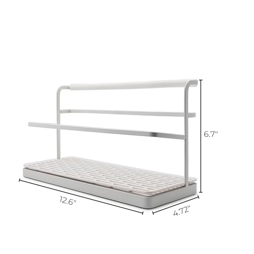 Selegna Diatomaceous Earth Bottle Drying Rack, Baby Bottle Drying Rack, Over Sink Instant Dry Small Dish Drying Rack & Bottle Dryer, Space Saving Narrow Two Tier Tower Water Bottle Drying Rack (White) - color: White