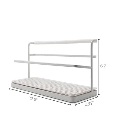 Selegna Diatomaceous Earth Bottle Drying Rack, Baby Bottle Drying Rack, Over Sink Instant Dry Small Dish Drying Rack & Bottle Dryer, Space Saving Narrow Two Tier Tower Water Bottle Drying Rack (White) - color: White