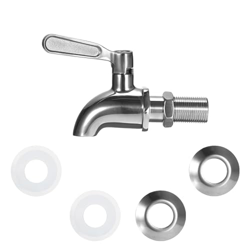BTSKY 2 Pack Stainless Steel Beverage Dispenser Replacement Spigot Fits 16mm（5/8 inch）Opening - No Lead Dispenser Replacement Faucet, Polished Finish - color: Sliver-2 Pack