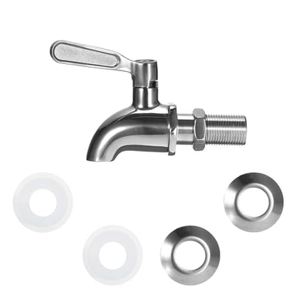 BTSKY™Stainless Steel Beverage Dispenser Replacement Spigot Fits 16mm（5/8 inch）Opening - No Lead Dispenser Replacement Faucet, Polished Finish - color: Silver