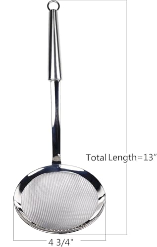 Stainless Steel Wok Mesh Strainer, Cooking Mesh Skimmer Spoon, 4.75 Inch Diameter