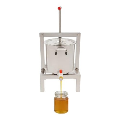 10L/2.6Gal Large Wine Presser, Stainless Steel Cider Press Extractor Bucket, Manual Fruit Juice Presser Freestanding DIY Fruit Honey Presser Machine for Homes, Farms