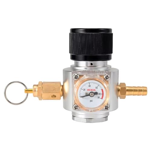 Upgrade Co2 Regulator Mini Co2 Charger for Soda Water Gas Cylinder Tr21*4 0-90PSI Homebrew Kegging Fast Carbonation(B Relief valve)