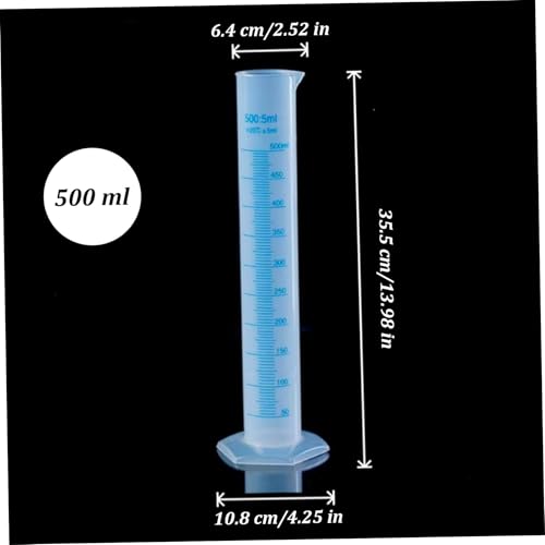 Hydrometer Test Tube, Plastic Graduated Cylinder, 500ml Hydrometer Test Tube with Clear Scale, Portable Measuring Cylinder for Home and School Science, 250 Ml Graduated