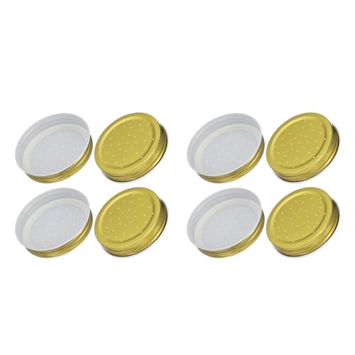 Toddmomy Bee Entrance Feeders, 8Pcs Bee Feeders for Entrance, Metal Mason Jar Waterer Lids, Perforated Beekeeping Syrup Dispenser for Garden