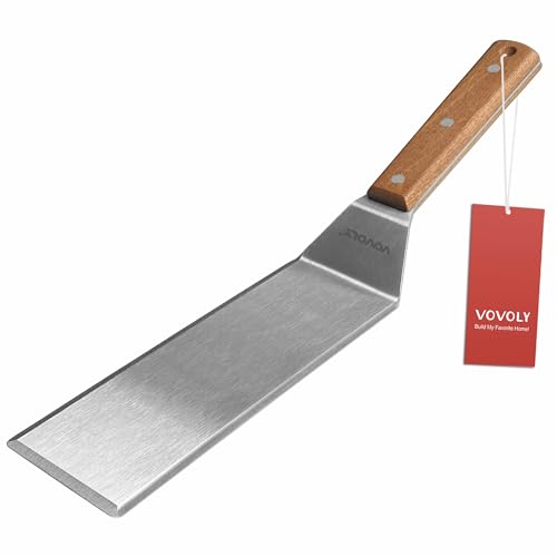 Stainless Steel Metal Spatula, Long Griddle Spatula, Hamburger Smasher Turner Scraper - Pancake Flipper - BBQ Turner and Flat Top Griddle Fliiper - Commercial Grade,3x8 inch - size: 3" x 8"