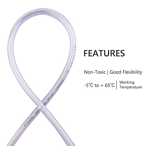 DERNORD PVC Tubing 3/16"ID X 5/16"OD Flexible Clear Vinyl Hose 10 Feet for Food Grade - size: 10 Feet, style: 3/16"ID X 5/16"OD