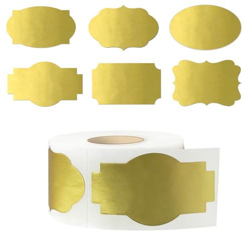 350 PCS Fancy Shape Stickers, 2" x 1.2" Gold Labels for Home, Office, Kitchen, Gifts, Jars, Food Craft - color: Gold, size: 2*1.2 inch