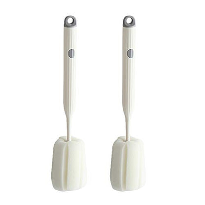 Bottle Soft Brush -2Pcs Sponge Bottle Brush Soft and Easy to Clean, Baby Bottle Sponge Brush Can Effectively Remove The Stain Residue On The Bottom of The Cup (White) - color: White