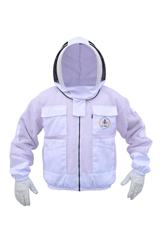 3 Layer Bee Jacket With Fencing Veil and One Pair Bee Protective Gloves Ventilated Protective Beekeeping Jacket - size: 4X-Large