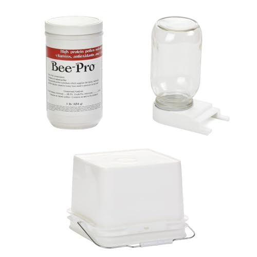 Little Giant® Beekeeping Feeder Kit | Beekeeping Supplies | 2 Gallon Bee Feeder Bucket | Beehive Entrance Feeder | Bee Pro Pollen Substitute | Bee Feeder Kit for Hives