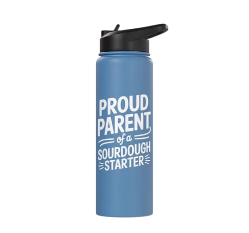 Proud Parent Sourdough Starter Active Yeast Stainless Steel Insulated Water Bottle - color: Light Blue