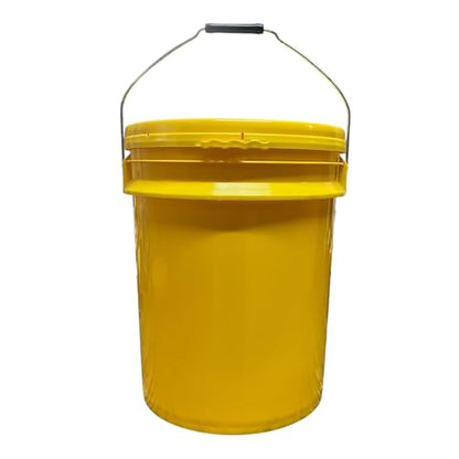 5-Gallon Yellow Bucket Pail Container with Lid | Metal Handles with Plastic Grip for Easy Carrying | Multi-Use | Easy Stack and Store | Heavy-Duty Extra Durable | Food Grade | BPA Free - 1 Pack