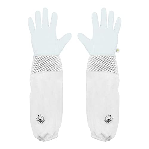 Luwint Kids Beekeeping Jacket and Gloves, Ventilated Veil Bee Suit for Kids Protective Pull Over Beekeeper Jacket with Goatskin Beekeeping Gloves for Kids (4'4''-4'11'' Height) - style: 4'4''-4'11'' Height