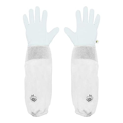Luwint Kids Beekeeping Jacket and Gloves, Ventilated Veil Bee Suit for Kids Protective Pull Over Beekeeper Jacket with Goatskin Beekeeping Gloves for Kids (4'4''-4'11'' Height) - style: 4'4''-4'11'' Height