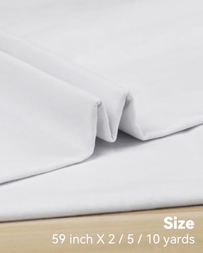 HOTGODEN Light Weight 100% Cotton Muslin Fabric: 59 inch x 2,5,10 Yards Bleached Muslin Linen Fabric Material for Sewing Material Apparel Cloth - color: Bleached, size: 2 YARDS