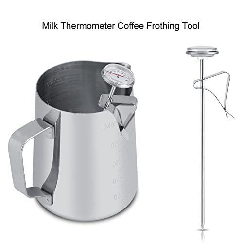 Stainless Steel Milk for Machines – Easy-to-, Temperature Control Tool Compatible with Home & Cafe Coffee Frothing