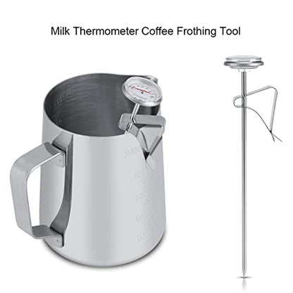 Stainless Steel Milk for Machines – Easy-to-, Temperature Control Tool Compatible with Home & Cafe Coffee Frothing