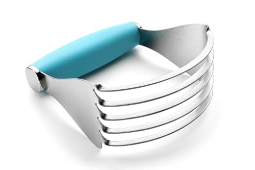 Spring Chef XL Stainless Steel Pastry Cutter Tool for Baking - Heavy Duty Dough Blender - Butter & Dough Cutter Tool with Sharp Blades - Pastry Blender for Easy Mixing - Dishwasher Safe - Aqua Sky | Heavy Duty Dough Mixer with Stainless Steel Blades, Butt