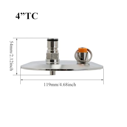 Wires and Cables Tri Clamp 3"/4" End Cap with Gas Ball Lock Post and PRV 17 PSI Dry Hopper Accessories Homebrew Conical Fermenter Wires and Cables(4TC) - color: 4tc