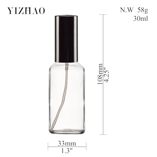 YIZHAO Clear Glass Spray Bottles 1oz, with Small Fine Mist Spray, Metal Cap, Refillable for Essential Oil,Travel,Cleaning,Perfume,Aromatherapy,Makeup – 12 Pcs - color: Transparent, size: 30ml-12