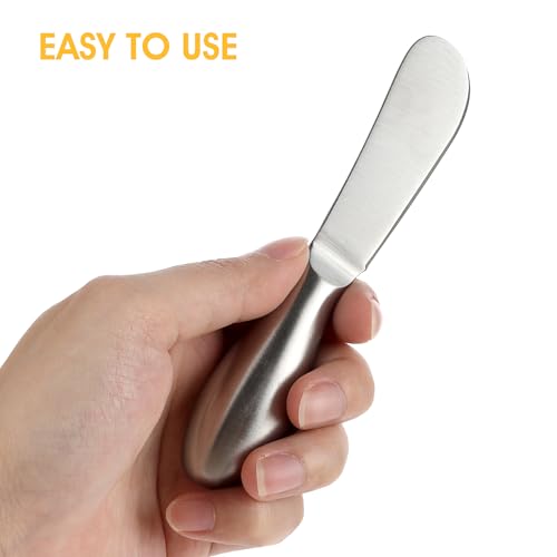 Dimeho 2 Pcs Butter Knife Little Cheese Spreader Knives Stainless Steel Spreader Knife Set Cocktail Knives for Condiments Cheese Charcuterie Board Jam Pastry making and Other Kitchen Daily - color: silver