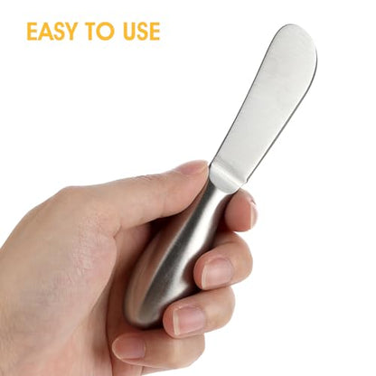 Dimeho 2 Pcs Butter Knife Little Cheese Spreader Knives Stainless Steel Spreader Knife Set Cocktail Knives for Condiments Cheese Charcuterie Board Jam Pastry making and Other Kitchen Daily - color: silver