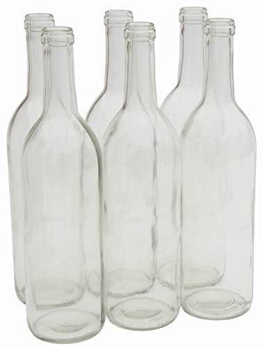 North Mountain Supply - W5CL6 750ml Glass Bordeaux Wine Bottle Flat-Bottomed Cork Finish - Case of 6 (W5 Clear/Flint) - color: W5 Clear/Flint