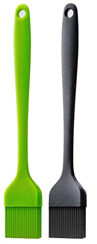 Silicone Basting Pastry Brush for Baking Cooking Bbq Grill Spread Oil Butter Sauce 2 Pack - color: Black