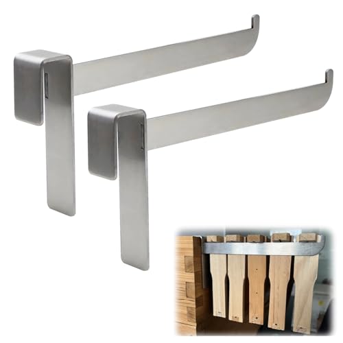 2 Pcs Bee hive Frame Holder, Stainless Steel Beehive Inspection Bracket, Left and Right Bee Hive Stand Tool, Bee Keeping Starter Kit, Beehive Stand Beekeeper's Hive Tools Beekeeping - color: Silver White Stainless-2