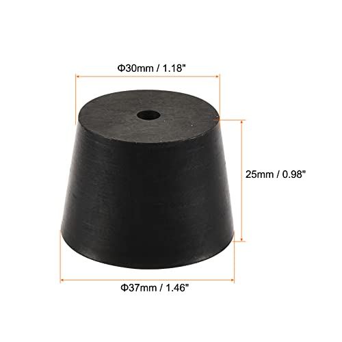 MECCANIXITY Rubber Tapered Plug 30mm to 37mm with Hole Test Tubes Bungs Stopper Black for Lab Home 5 Pieces - size: 30mm - 37mm
