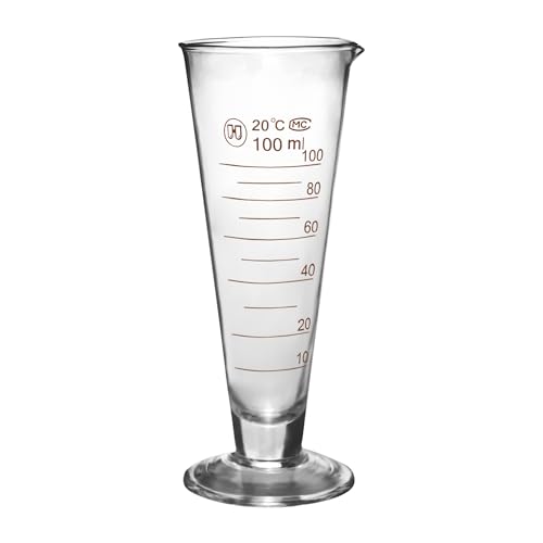 Professional Lab Graduated Measuring Cup with Spout 100ml Wide Mouth Glass Conical Beaker Thickened Borosilicate Beaker Heat Resistant (100ml) Transparent - size: 100ml