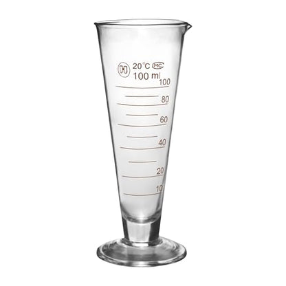Professional Lab Graduated Measuring Cup with Spout 100ml Wide Mouth Glass Conical Beaker Thickened Borosilicate Beaker Heat Resistant (100ml) Transparent - size: 100ml