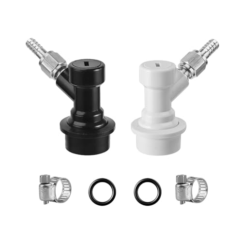 1 Pairs Corny Keg Ball Lock Quick Disconnect Set, Home Brewing Cornelius Keg Parts Ball Lock Keg Fittings with Stainless 5/16'' Gas 1/4'' Beer Barb Swivel Nuts Hose Clamp for Keg Post Coupler