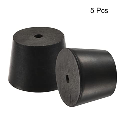 MECCANIXITY Rubber Tapered Plug 30mm to 37mm with Hole Test Tubes Bungs Stopper Black for Lab Home 5 Pieces - size: 30mm - 37mm