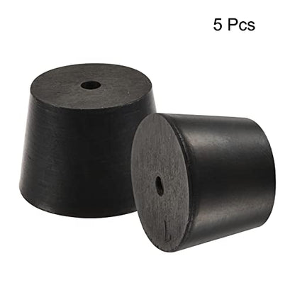 MECCANIXITY Rubber Tapered Plug 30mm to 37mm with Hole Test Tubes Bungs Stopper Black for Lab Home 5 Pieces - size: 30mm - 37mm