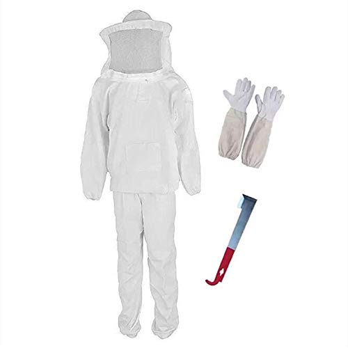 Professional Beekeeper Suit Outfit Include Protective Jacket Pants Gloves Scraper, Beekeeping Suit Protective with Veil Hood for Bee Keepers - color: Package B