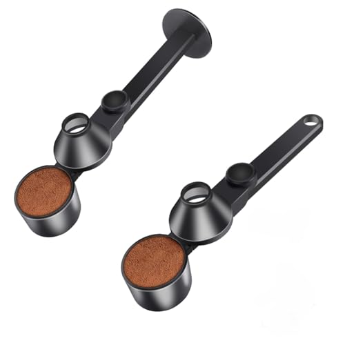 2 Pcs Coffee Scoop & Funnel for Reusable K-Cup Pods, 2Tbsp Dosing Spoon, 51mm Espresso Tamper, BPA-Free PCTG, Dishwasher Safe, Fits Espresso Machines, For Coffee & Protein Powder, Black, 2 Models A&B - color: Upgrade Black