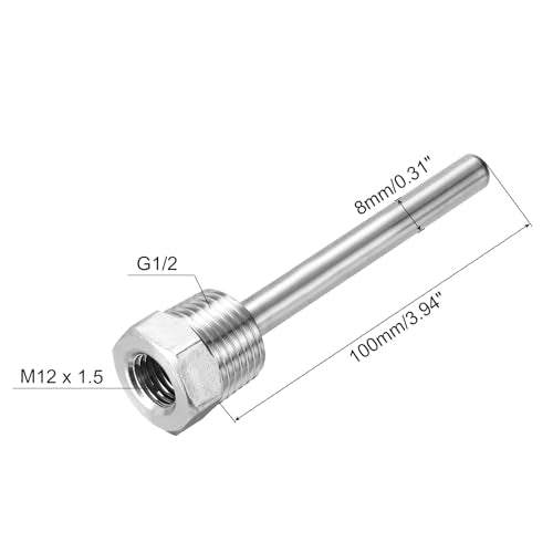uxcell 8mm Dia G1/2 Thermowell Weldless Stainless Steel 304 with Cable Gland 100mm Length for Beer Fermenter, Black - color: Black, size: G1/2 x 100mm