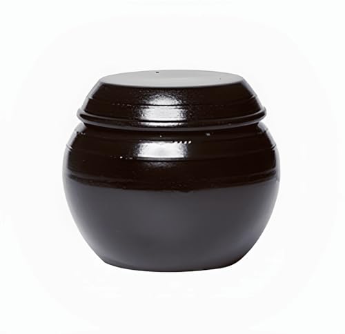 Earthenware Onggi Korean Traditional Clay Jar Mini Ceramic Canister/Handmade Food Sauce Storage Container for Tea, Coffee Bean, Salt/Breathing Clay Pot Kimchi Fermentation Crock (1L(34oz)) - size: 33.8 Ounces