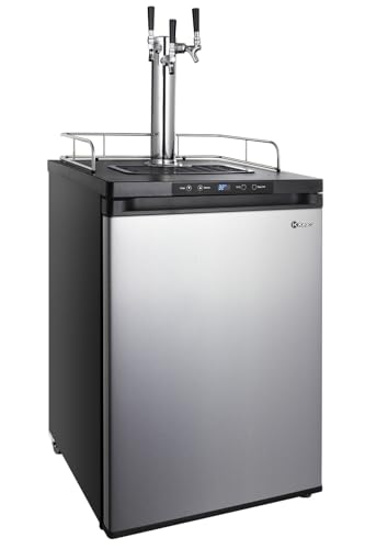 Kegco HBK309S-3 Full-Size Digital Homebrew Kegerator Triple Faucet Ball Lock Keg Dispenser Stainless, Stainless Steel - color: Stainless Steel, size: 3 Tap