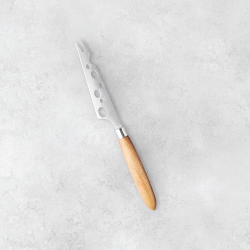 Twine Soft Cheese Knife - Stainless Steel Knife Set - Charcuterie Tools Cheese Board Accessories - Stainless Steel and Wood, Set of 1