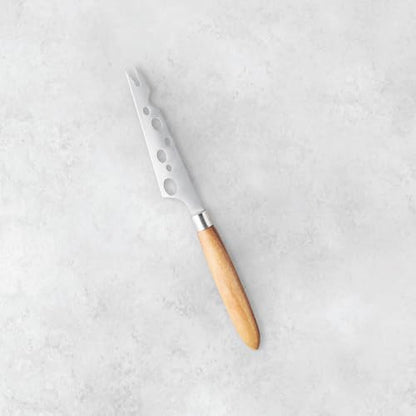 Twine Soft Cheese Knife - Stainless Steel Knife Set - Charcuterie Tools Cheese Board Accessories - Stainless Steel and Wood, Set of 1