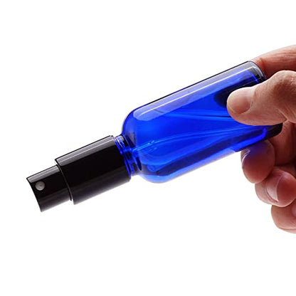 YIZHAO Blue Glass Spray Bottles 2oz, with Small Fine Mist Spray, Metal Cap, Refillable for Essential Oil,Travel,Cleaning,Perfume,Aromatherapy,Makeup – 12 Pcs - color: Blue, size: 50ml-12