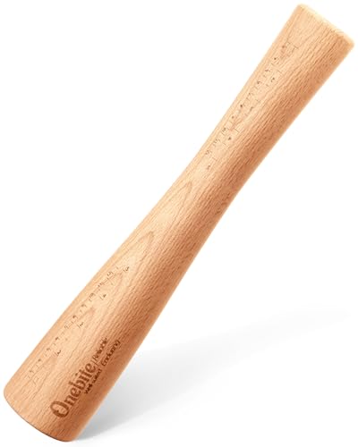 Onebite Sauerkraut Pounder for Mason Jars, Vegetable Fermentation Tamper for Sauerkraut Crocks with Scale Marks - 14" One Piece of Solid Wood, Classic Flat Base - color: Beechwood & Classic, size: 14 inch